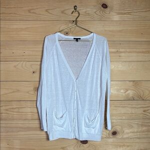 Eileen Fisher White Linen Cotton Cardigan Sweater size Medium